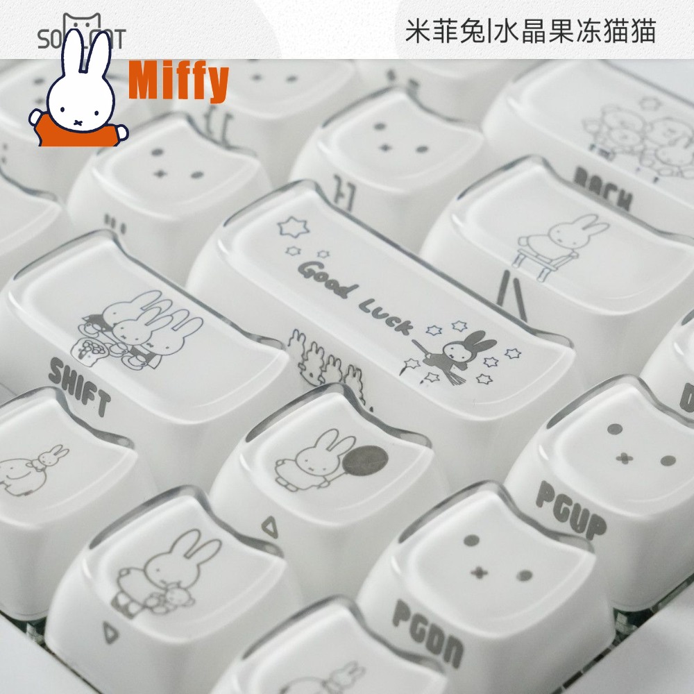 Gaming Accessories Aesthetic - Kawaii Miffy Keycaps Cute Rabbit Mechanical