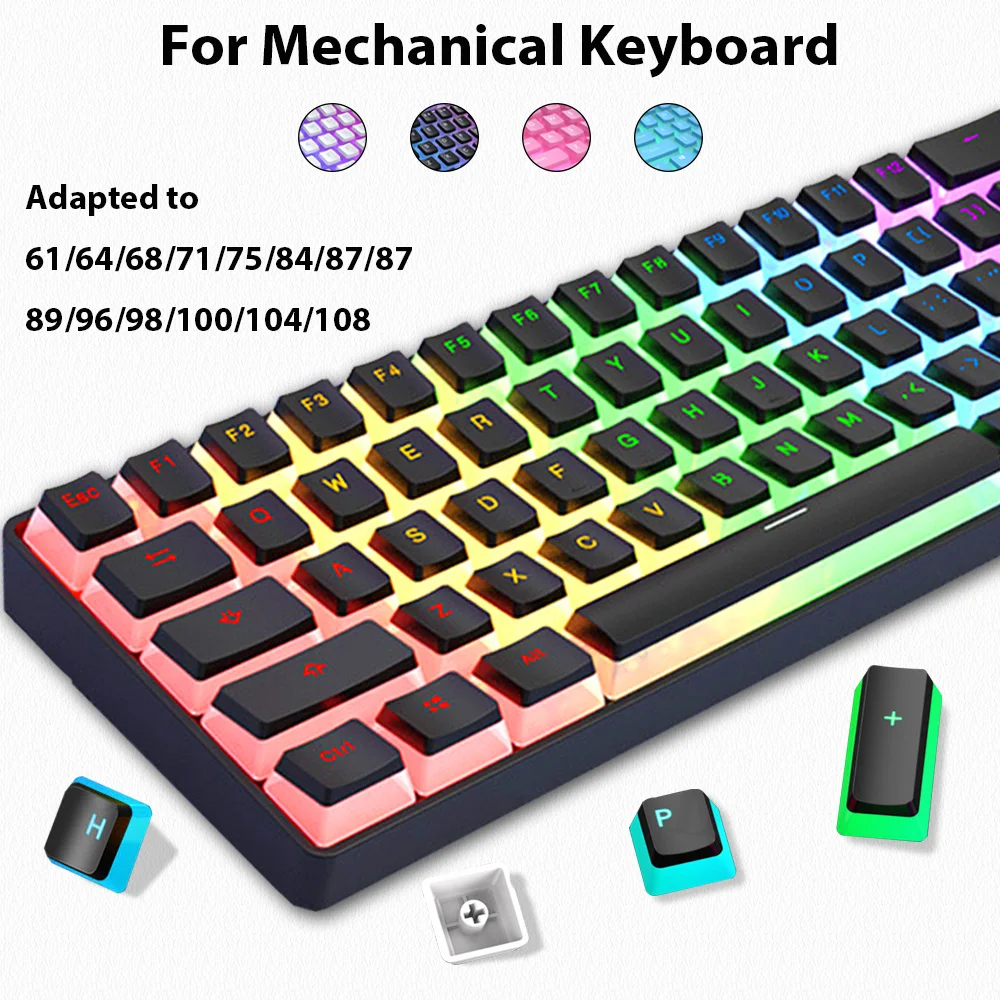 Gaming Accessories Aesthetic - 129 Keys Pudding Keycaps PBT Double